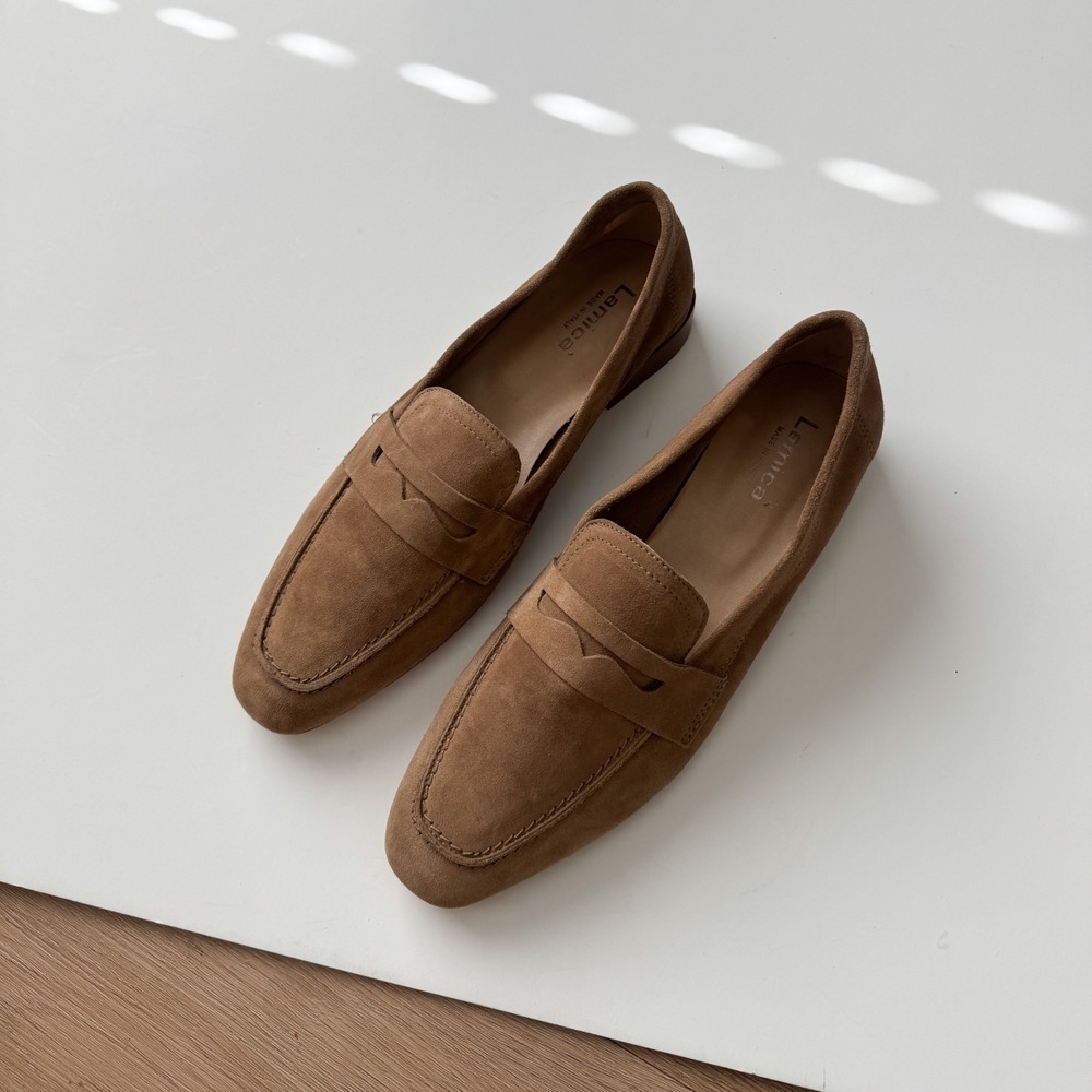 Brown Suede Leather Penny Loafers Made in Italy Womens Size 40/9 Preppy Lamica